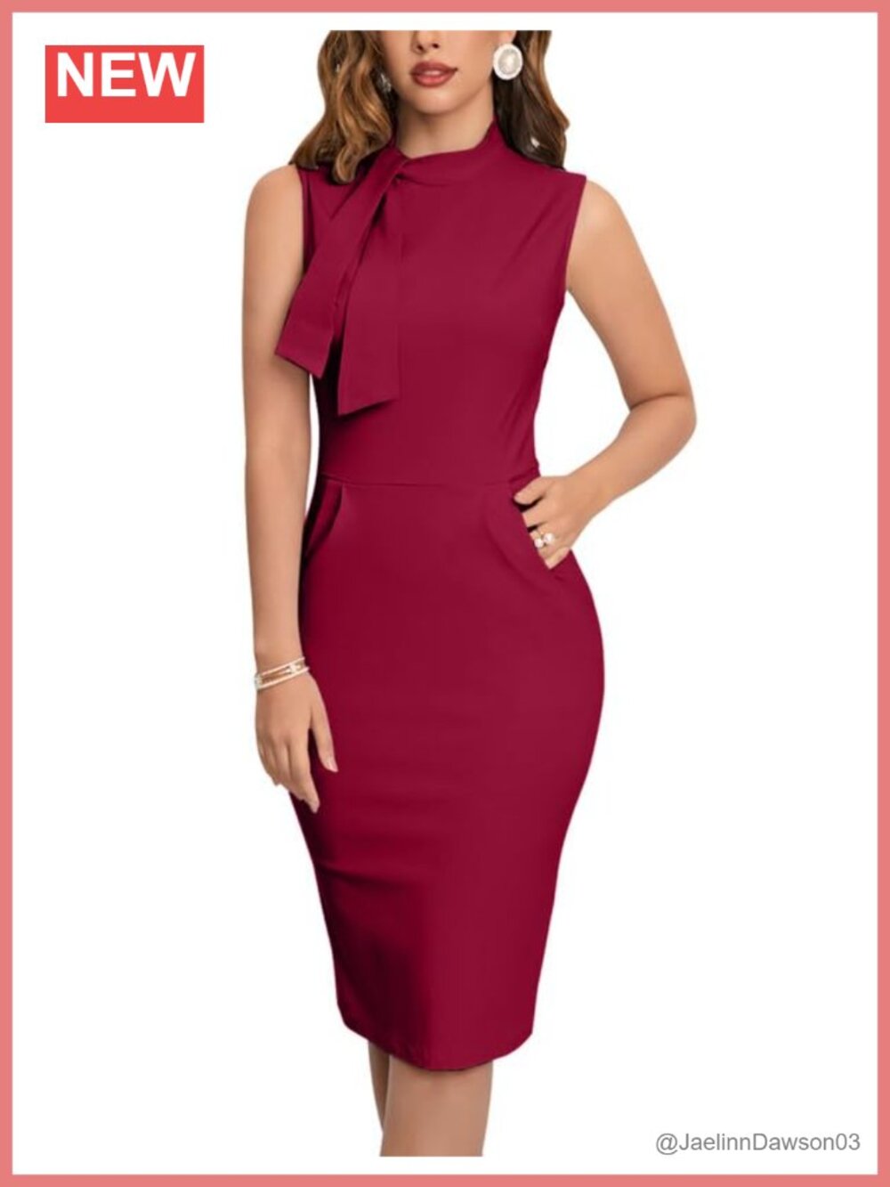 Retro Vintage Sleeveless Bodycon Sheath Knee-Length Dress for Work Homecoming
